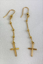 Load image into Gallery viewer, 14KT Yellow Gold Earrings with Crosses
