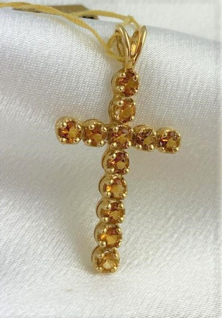 Citrine 14KT Yellow Gold Cross