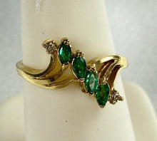 Load image into Gallery viewer, 14 KT Yellow gold 4 Emerald Marquis ring
