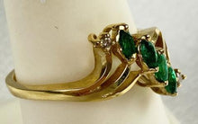 Load image into Gallery viewer, 14 KT Yellow gold 4 Emerald Marquis ring
