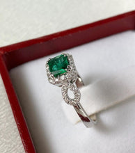 Load image into Gallery viewer, 14KT White Gold Emerald w/ Diamonds Ring
